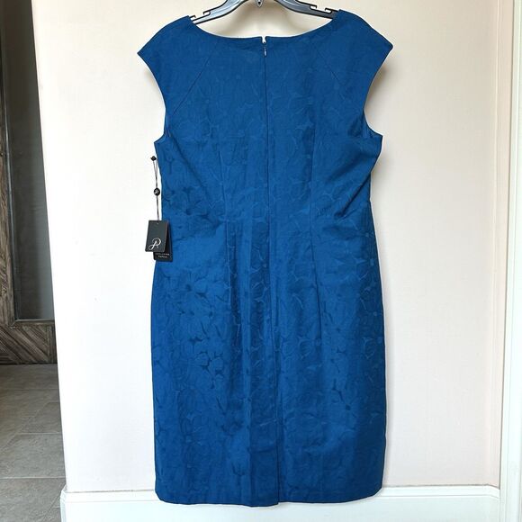 Adrianna Papell Dress 14 Pleated Sheath Midi Sleeveless Blue NWT - Picture 3 of 7
